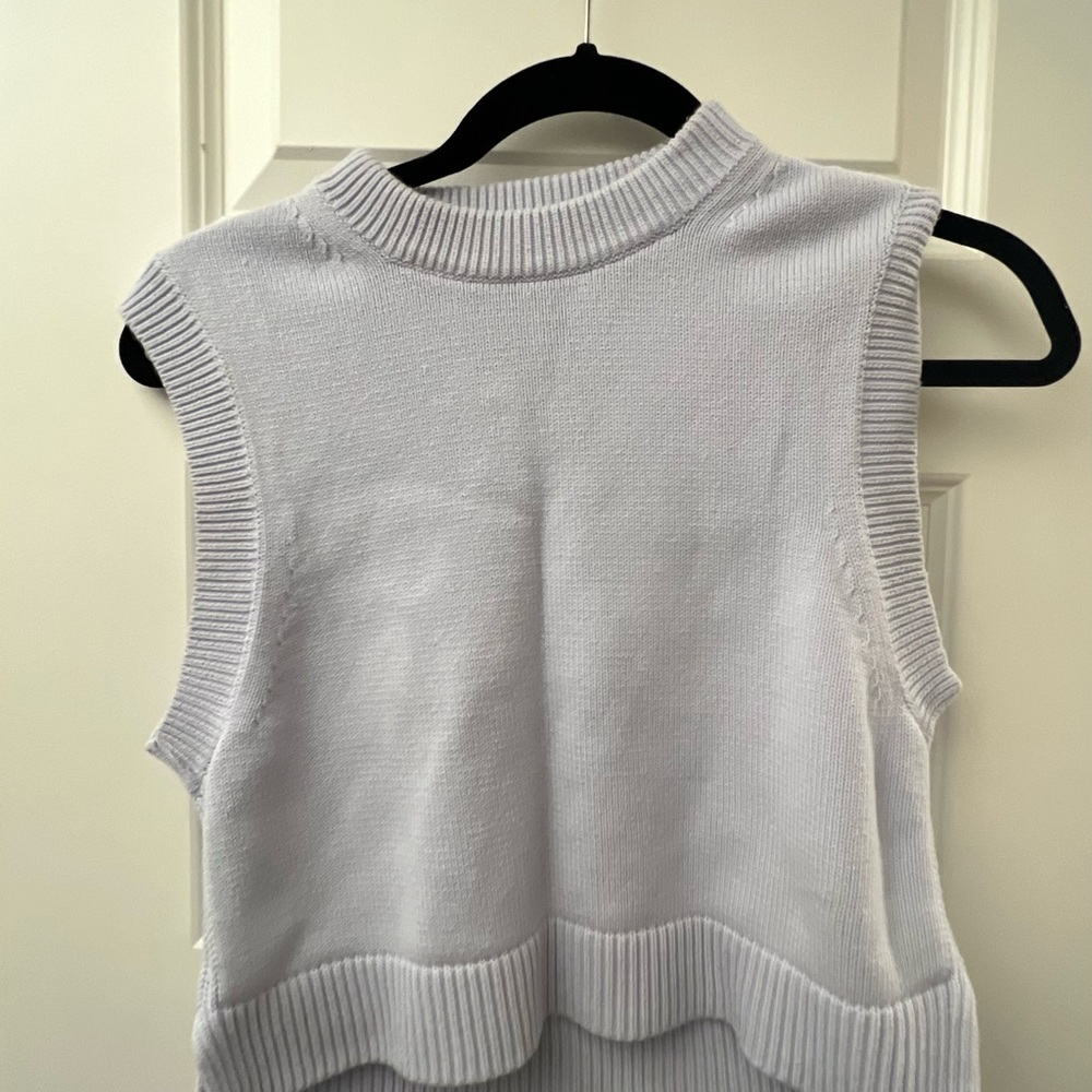 French Connection Cream Ribbed Sleeveless Tank Top